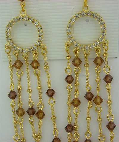 Golden Drop Swarovski earrings with dark and light champagne crystals