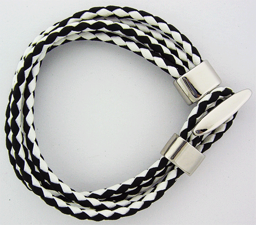 Black and White rubber bracelet showcasing premium materials