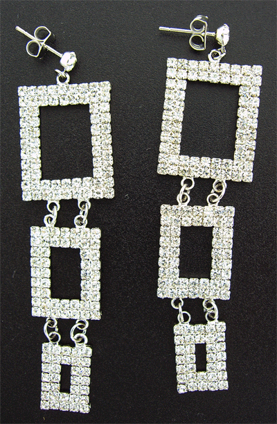 Gorgeous Silver Toned Swarovski Crystal Drop Earrings for Weddings
