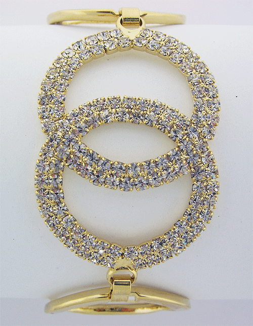 Detailed view of the premium gold-toned bracelet adorned with precision-cut Swarovski clear crystals