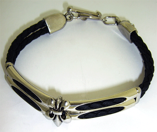 Black Rubber Bracelet with Abstract Design