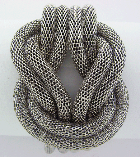 Premium Knotted Silver Toned Chain Bracelet 8-inch Length