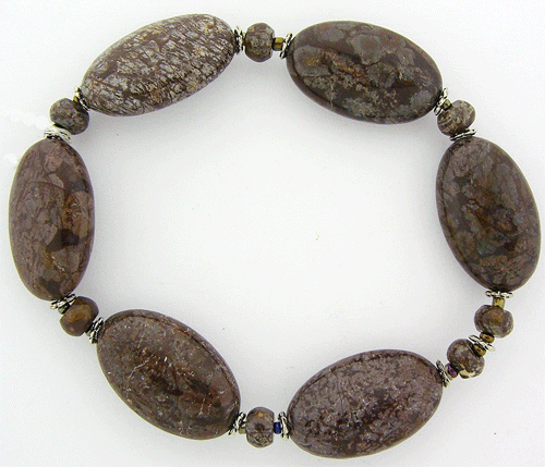 Authentic Snowflake Obsidian Loose Bracelet with dark gray natural stone and snowflake patterns