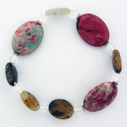 Handcrafted Tumbled Brecciated Jasper Loose Beaded Bracelet showcasing rich red and brown natural earth tones