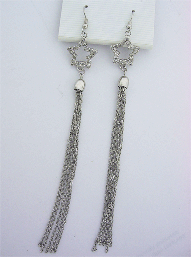 Lovely silver toned drop star earrings adorned with premium Swarovski crystals