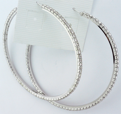 Silver-toned Round Earrings with Swarovski Stones capturing the light