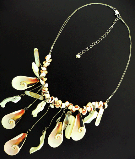 Elegant Pinkish Shell Necklace with Matching Earrings - Premium Jewelry Collection