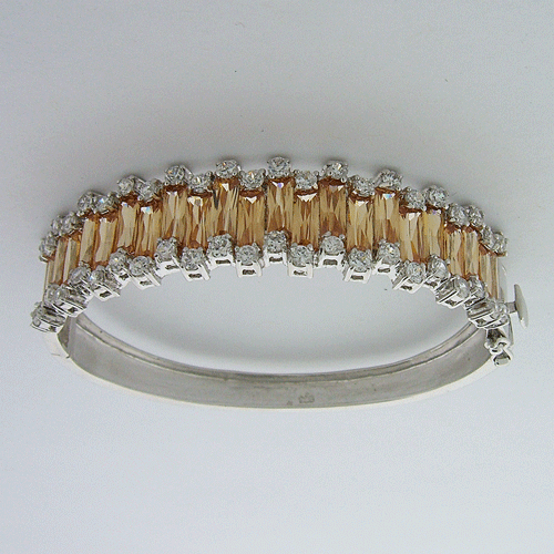 Premium 925 Sterling Silver Champagne Bracelet with Cubic Zirconias and Citrine