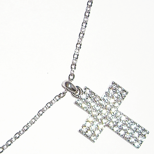 Swarovski Clear Crystal Cross Pendant with Silver Chain