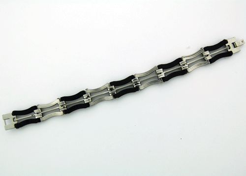 Men's Stainless Steel and Black Rubber Bracelet with historical significance