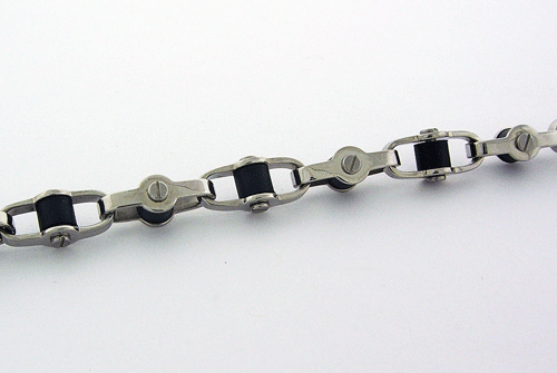 Premium Men's Stainless Steel Black Rubber Bracelet Display