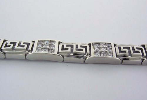 Premium 316L Stainless Steel Bracelet with CZs showcasing intricate craftsmanship and brilliant simulated diamonds