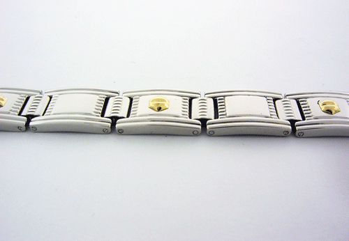 Premium Men's Stainless Steel Bracelet with 14K Yellow Gold Screws