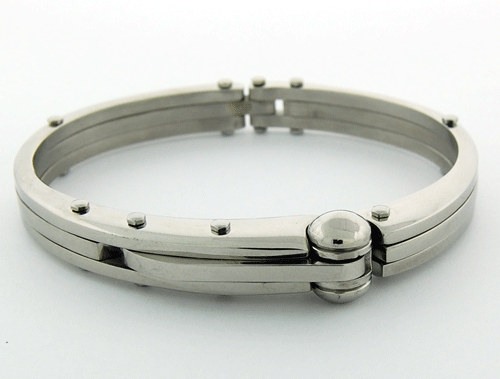 Men's Stainless Steel Bangle Bracelet, 13mm thick, 83 grams, durable metallic finish