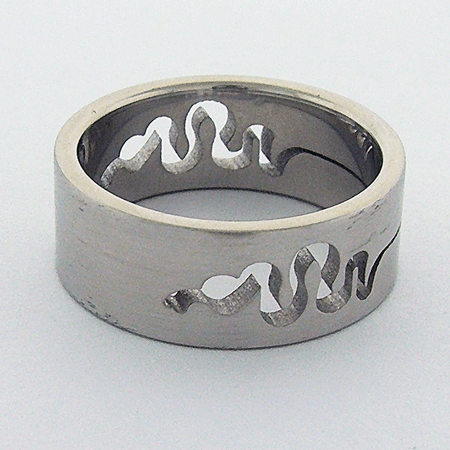 A highly detailed Snake Lazer Cut Ring made of 316L stainless steel showcasing serpentine artisan metalwork