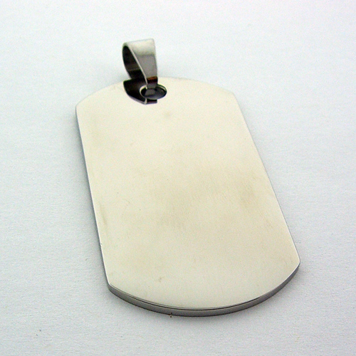 Plain Stainless Steel Engravable Dog Tag Pendant 2 inch by 1 inch