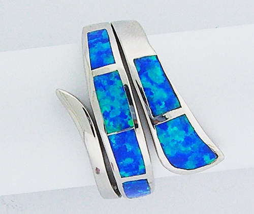 Exquisite Blue-Green Precious Opal Gemstone Ring set in 925 Sterling Silver Snake Design