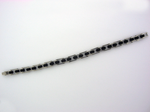 Stainless Steel Bicycle Link Bracelet with black rubber accents