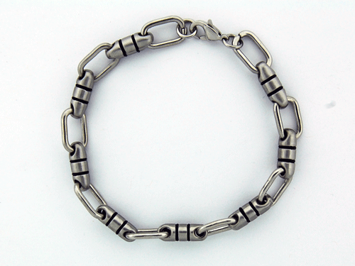 Premium 316L Stainless Steel Chain Bracelet with Black Rubber Details