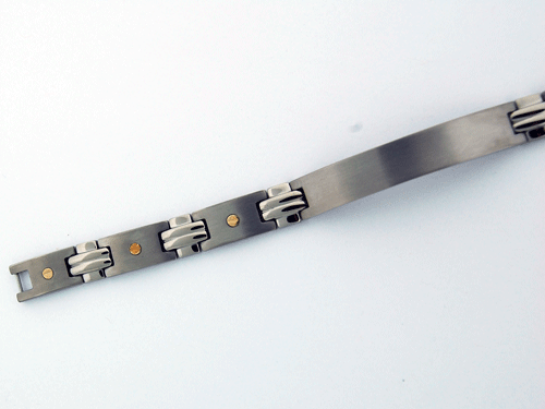Premium Men's Engravable Bracelet made of Gray Titanium and 14K Yellow Gold
