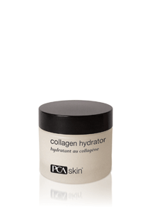 Detailed view of Collagen Hydrator (pHaze 6): Evening Moisturizer bottle highlighting the PCA SKIN label