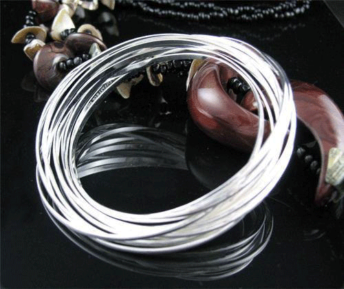 Premium 925 Sterling Silver 10-Circle Cuff Bracelet with Brilliant Luster
