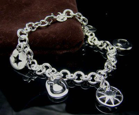 925 Sterling Silver Bracelet with 5 Unique Intricately Crafted Charms
