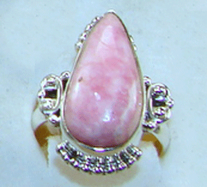 Sterling Silver Pink Opal Ring centered with pink and white gemstone
