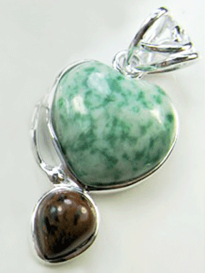 Handcrafted Moss Agate Sterling Silver Pendant with Heart Shape Design