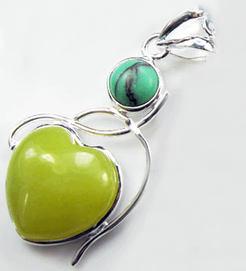 A high-quality Lemon Quartz and Turquoise Pendant suspended on a 925 sterling silver chain