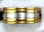 Stainless Steel Gold Inlay Band - 10mm flat top men's ring with polished finish