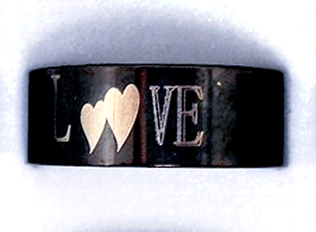 LOVE Engraved Black Stainless Steel Ring - Size 7 Romantic Jewelry Gift