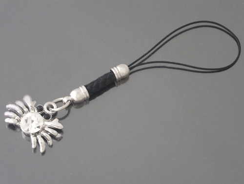 Alloy CZ Cell Phone hanger with intricate Swarovski crystal detailing on display