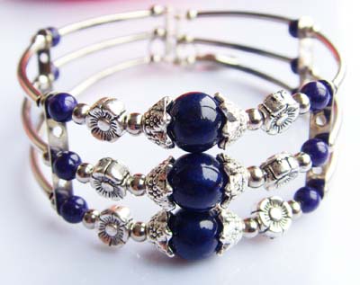 Dark Blue Lauli Tibet Silver Bracelet adorned with intricate details
