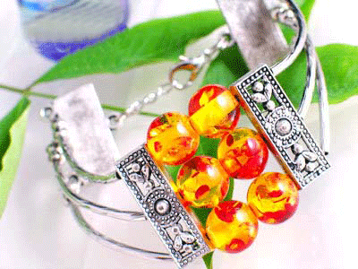 Tibet Silver Marvelous Bracelet with 6 round yellow jade beads