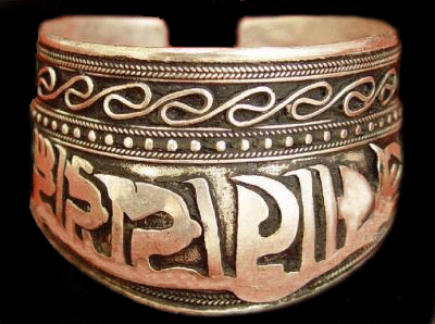 Handcrafted Tibet Silver Big Cuff Carved Bracelet with intricate antique detailing