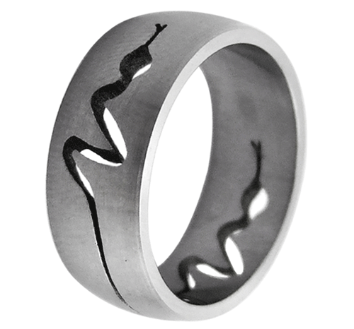 Detailed close-up of the Stainless Steel Snake Engraved Ring showcasing polished 316L metalwork