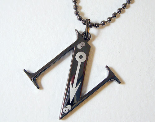 Black Initial N Tungsten Carbide Pendant Jewelry with 24cm Ball Chain
