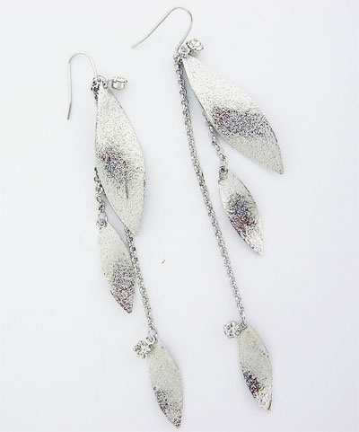 Artisan Silver Leaves Earrings featuring premium sterling silver and brilliant Swarovski stones
