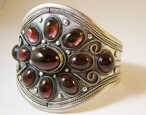 Handcrafted Tibet Silver Cuff Bracelet showcasing intricate artisan silver metalwork