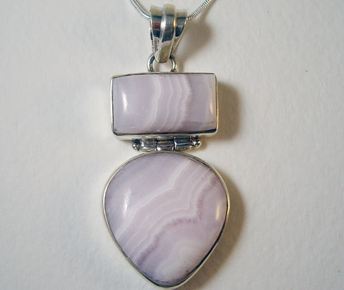 Handcrafted Botswana White Agate Pendant in 925 Sterling Silver