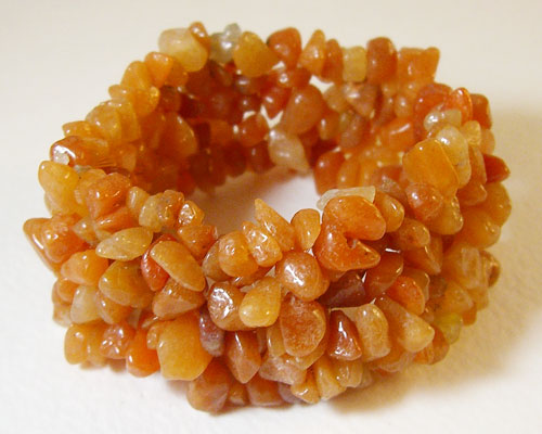 Natural Carnelian Gemstone Stretch Bracelet crafted with multi-strand chipped beads